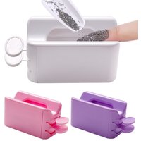 Nail Art Double Layer Powder Recycling Box Portable Chrome Dust Collector with Funnel for Acrylic Glitter Container