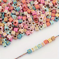 6mm 510pcs multi-color colored background acrylic square letter beads, used for jewelry making, DIY crafts, necklaces, and keych