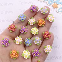 50pcs Mix Resin Mini Colorful Three Leaf Rose Flatback Flower Figurine Nail Art DIY Wedding Scrapbook Jewelry Crafts Accessories