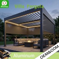 Motorized Aluminum Louvered Pergola Waterproof, Remote Control Gazebo Canopy Outdoor Sun Shade Shelter for Backyard Garden Patio