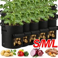 Nonwoven Fabric Seedling Bags with Side Cover Handles Thickened Potato Tomato Growing Container Gardening Cultivation Pouches