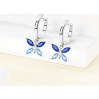 925 Sterling Silver Earrings Women Blue Butterfly Drop Earring For Anniversary Wedding Jewelry Gifts