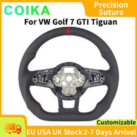 Half Perforated Leather For VW Golf 7 GTI RLine 7.5 Tiguan R Customized Car Accessories For Volkswagen Red Stitch Real Carbon