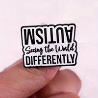 'Autism Seeing The World Differently' Letter Brooch Lapel Badge For Backpack Hat Clothes