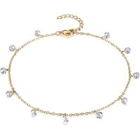 Simple Tennis Anklet For Women Gold Color Stainless Steel Cubic Zirconia Foot Leg Chain Ankle Bracelet Women Beach Jewelry 2022