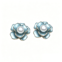 Small 925 Silver Natural Freshwater Pearl Earrings,Luxurious Cultured Pearl Stud Earrings Wife Mother Anniversary White Pink