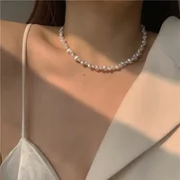 New Irregular Beaded Imitation Pearl White Chains Chokers Necklaces Women Party Wedding Versatile Fashion Jewelry Wholesale N