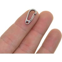 10pcs Small Mini Tiny Super Strong 0.8inch Solid Stainless Steel Spring Snap Hook Quick Release Carabiner Paracord Clasp FOB EDC