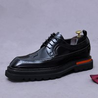 Men's Brogue Platform Oxford Shoes Genuine Leather Thick Sole Formal Dress Shoes for Men Business Casual Lace Up Luxury Oxfords