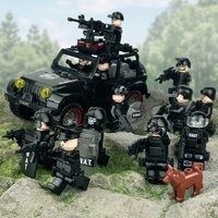 Building blocks, ghost swat soldiers, humanoid dolls, helicopters, jeeps, Hummers, chariots, mini characters, children's toys.