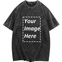 230g Heavy Men Women Washed Vintage Customized Print Oversized T-Shirts Street Hip Hop Punk Harajuku Casual Cotton Short EU Size