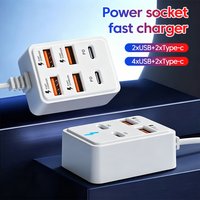 6/4 Ports USB Electrical Socket Quick Charge Power Outlet Adapter Docking Stations USB Splitter Converter USB Extension Socket