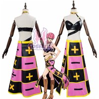 Trish Una Cosplay Costume Pink Wig Anime Jojo's Bizarre Stone Ocean Adventure Trish Cicciolina Underwear Dress Necklace Uniform
