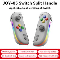 JOY-05 Switch L/R Joycons Hall Joystick BT 5.3 Six-Axis Wireless Controllers RGB Lights Joypad for Switch/Lite/Oled Christmas