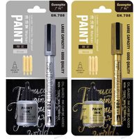 GuangNa Permanent Metallic Paint Marker Pen With Ink Set DIY Resin Mold Tire Metal Oil Gold Silver White Black Markers Pens