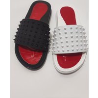 Summer New Men's Thick Bottom Genuine Leather Sandals Casual Red Bottom Beach Anti-Slip Slip-On Shoes Comfortable Breathable
