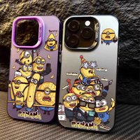 Cute Creative M-Minions Laser Case for Samsung Galaxy S24 S23 S25 S22 Ultra S21 Plus FE A56 A36 A26 5G A16 A06 4G Note 20 Cover