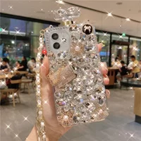 Bling Perfume Bottle Case For Samsung Galaxy S24 S25 S20 Plus S21 S22 23Ultra Note20 10 Pumpkin Carriage Bear Covers Strap