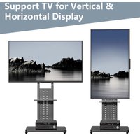 Rotating Vertical TV Floor Stand Mount Height Adjustable Mobile TV Bracket for 32-65 Inch Max Load 50KG