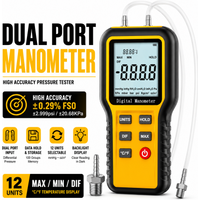 Digital Manometers Handheld Gas Pressure Manometer HVAC Gas Pressure Tester Dual-Port Professional Air Pressure Meter 12 Select