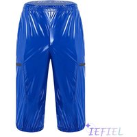 Men Waterproof Cargo Shorts Multi-pocket Color Blocking Zippers Elastic Waist Band Overalls Capri Pants Clubwear Beachwear