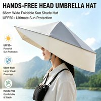 UPF50 +Foldable Hands-Free Head Umbrella Hat 66cm Wide Foldable Sun Shade Hat for Fishing Gardening Photography Farming Picking