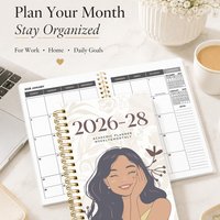 1pc 2026-2028 Academic Planner, A5 Spiral Weekly Monthly Agenda Notebook with Reference Calendars and Notes Pages