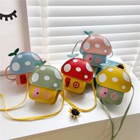 New Cute Kids PU Shoulder Bag – Korean Style Casual Crossbody Purse for Girls, Small Mushroom Coin Wallet Outdoor Accessory