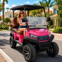 Pink 4 Seater Off Road Electric Golf Cart with 72V Lithium Battery 5000W Motor for Street Legal Use