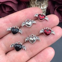 10pcs 18*11mm Gothic Devil's Wings Charms Enamel Demon Heart Charms Pendant For Jewelry Making DIY Jewelry Findings
