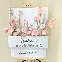 Custom Wedding Flower Box Welcome Sign Foam Board Floral Wedding Welcome Sign for Wedding Baby Shower Birthday Party Decor