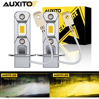 AUXITO 2Pcs Canbus H3 LED Bulb Fog Light Yellow 3000K White H3 LED No Fan Fog Lamp Daytime Running Lights DRL 1:1 Mini Size 12V