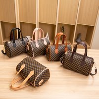Vintage contrasting color printed handbag Boston women's bag mobile phone bag shoulder cross pillow bag