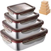 304 Stainless Steel Food Lunch Bento Box Sealed Leakproof Travel Storage Box Household Pickle Box Microwave Heating Lunchboxs