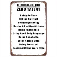 Y1,Talent Retro Metal Tin Signs, , 10 Things That Require Zero Talent Vintage Sign, Funny Wall Art Interior Decoration, P
