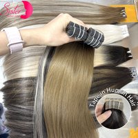 Tape In Vietnamese Virgin Human Hair 50g/20Pcs Colored Straight Extensions Skin Weft Adhesive Glue On Salon Quality for Women