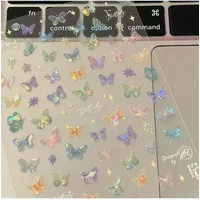 Butterfly Wing Streamer Laser Stickers Advanced Embossed Nail Art Stickers Colorful Butterfly Fairy Stickers Colorful