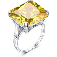 Massive 17*17mm Square Citrine Ring Silver 925 For Women Large Gemstone Signet Rings Wedding Party Luxury Quality Jewelry Gift