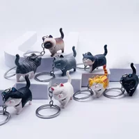 Cute Cartoon Japanese Cat Keyring Round Rolling Simple Cat Cat Pendant for Women Car Keyring Purse Bag Accessories Gifts