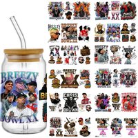 Popular singer brazy design 16oz UV DTF Cup Wrap Transfers Stickers Decorate Mugs Beer Can Bottle Customized DIY Craft