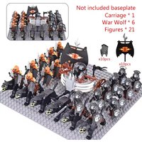 Figurki MOC Średniowieczne LOTR Czarne Wilki, Wozne Zbrojne Legion Lotte Lalki Akcji Klocki Zabawki do Składania
