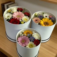 3-Pack round Floral Gift Boxes Cylindrical Bouquet Packaging for Valentine's Birthday Parties Wedding Favors