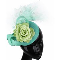 Woman Fashion Wedding Headwear Fascinator Hat with Exaggerated Feather Large Flower Bridal Church Cocktail Hat