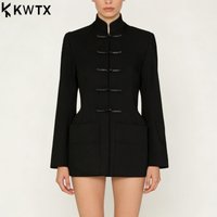kwtx 2026 Spring Women's Luxury Black Blazer Korean Style Slim Fit Elegant Sexy Office Jacket Long Sleeve New Arrival Russia