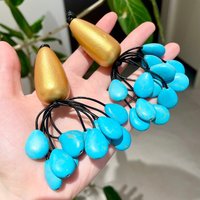 European and American style blue turquoise teardrop earrings