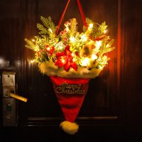 Bright Cheerful Santa Claus Hat Pendant Decoration With Berrys Mini Bow Christmas Hat Ornaments With Berrys