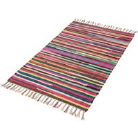 Chindi Rug Rug 100% Recycled Materials Striped Multi Coloured Bold Bright Boho Mats, Area Rugs, Runners, Carpets