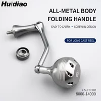 Huidiao Heavy-Duty Folding Spinning Reel Handle Screw-in Rocker Arm CNC Round Power Knob for Surf Inshore Offshore Fishing