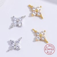 S925 Sterling Silver Zircon Four-leaf clover Hole 0.6mm double pendant Diy Jewelry Findings Accessories SD50