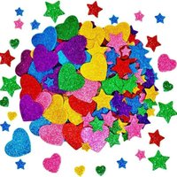Glitter Foam Sticker Self Adhesive • Star Heart Glitter Sticker • Art & Craft Supplies • Greeting Card Home Decoration Heart.